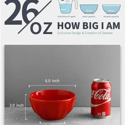 Top 10 ✨ Sweese Red Porcelain Fluted Bowls, Set of 4 🔥 -Outlet Serve Gleam Store 20200417104844