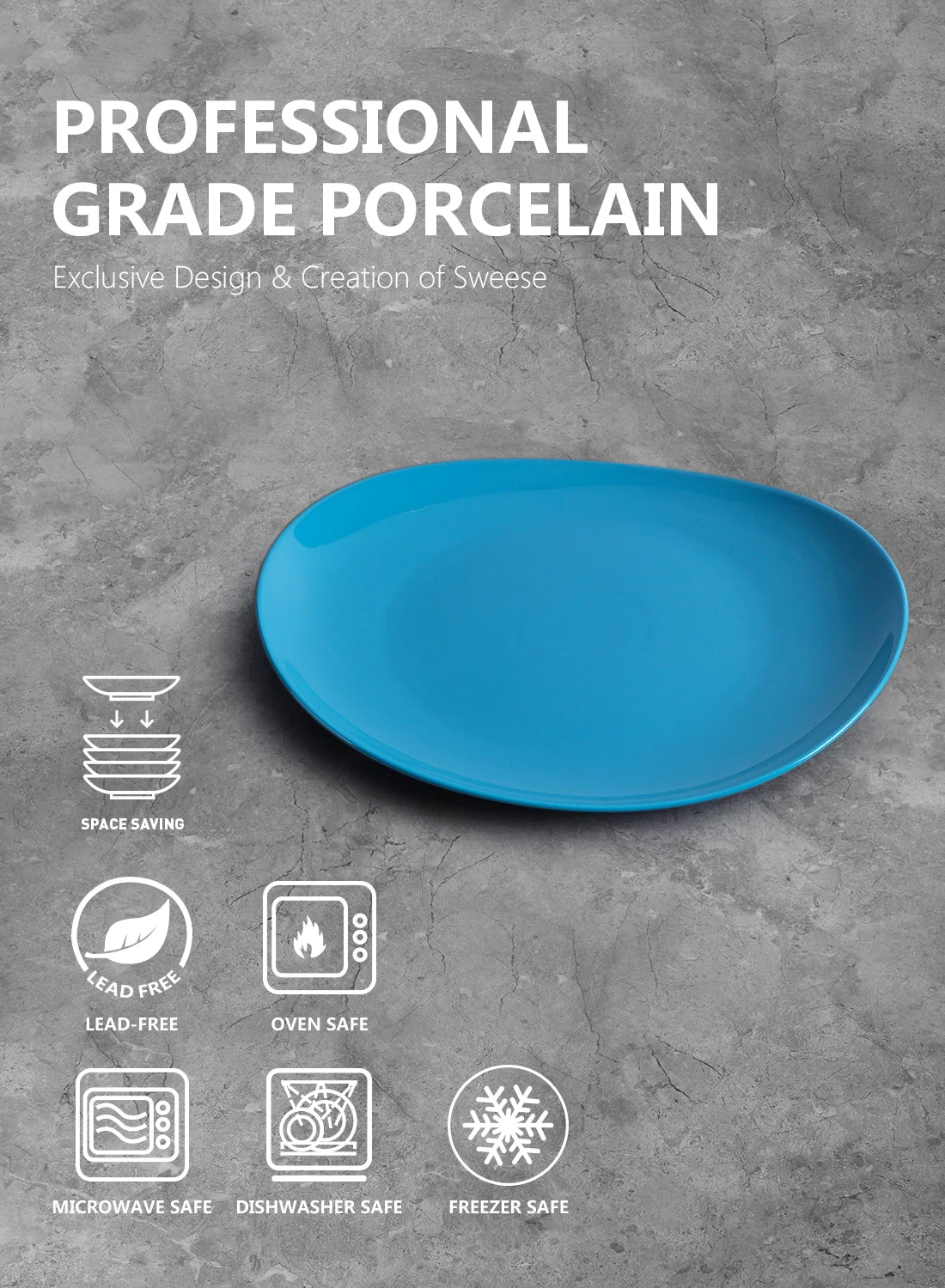 Brand new ๐ Sweese Steel Blue Curved Porcelain Plates โค๏ธ 4 Brand new ๐ Sweese Steel Blue Curved Porcelain Plates โค๏ธ - Image 4