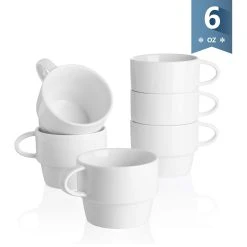 Outlet ✨ Sweese White Stackable Coffee Cups 👏 -Outlet Serve Gleam Store 6 ounce stackable coffee cups white
