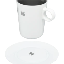 Deals 😀 Stanley The DayBreak Café Latte Cup & Stillness Saucer | 10.6 OZ ✨ -Outlet Serve Gleam Store B2B Web PNG Cafe Latte Cup Stillness Saucer 10 6OZ Pale Stone Hero Exploded