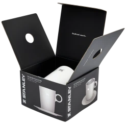Deals 😀 Stanley The DayBreak Café Latte Cup & Stillness Saucer | 10.6 OZ ✨ -Outlet Serve Gleam Store B2B Web PNG Cafe Latte Cup Stillness Saucer 10 6OZ Pale Stone Hero Open Packaging