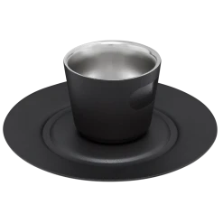 Wholesale ⭐ Stanley The DayBreak Demitasse Cup & Stillness Saucer | 2.2 OZ ❤️ -Outlet Serve Gleam Store B2B Web PNG Demitasse Cup Stillness Saucer 2 2OZ Matte Black Hero Back
