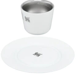 Wholesale ⭐ Stanley The DayBreak Demitasse Cup & Stillness Saucer | 2.2 OZ ❤️ -Outlet Serve Gleam Store B2B Web PNG Demitasse Cup Stillness Saucer 2 2OZ Pale Stone Hero Exploded