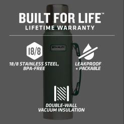 Best Sale ⌛ Stanley Classic Legendary Bottle | 1.1 QT ⭐ -Outlet Serve Gleam Store B2B Web PNG STAN 1 1QT CLASSIC VAC BTL HAMMERTONE GREEN