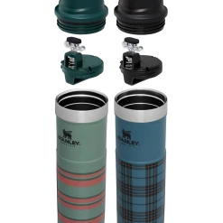 Budget 🤩 Stanley The Vintage Loom Trigger-Action Travel Mug 2 Pack | 20 OZ 🛒 -Outlet Serve Gleam Store B2B Web PNG The Vintage Loom Trigger Action Mug 2 Pack 20OZ Assorted Hero Exploded