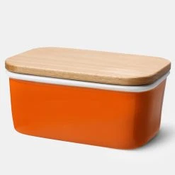 Cheap ⌛ Sweese Rectangle Butter Dish with Beech Wooden Lid 💯 -Outlet Serve Gleam Store Butter Dish with Beech Wooden Lid Orange fc4b83ad 1bec 4686 8823 c8f38a1dfa14