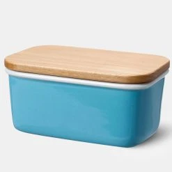 Cheap ⌛ Sweese Rectangle Butter Dish with Beech Wooden Lid 💯 -Outlet Serve Gleam Store Butter Dish with Beech Wooden Lid Steel Blue 1024x1024 7453f36d eb74 4556 9330 625447752b4a