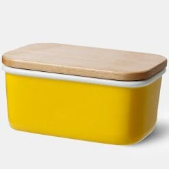 Cheap ⌛ Sweese Rectangle Butter Dish with Beech Wooden Lid 💯 -Outlet Serve Gleam Store Butter Dish with Beech Wooden Lid Yellow 794d1ea4 3a58 420d a4e8 294493a1a735