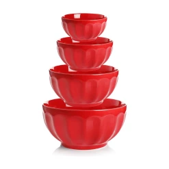 Coupon 🎉 Sweese 4 Piece Fluted Nesting Bowls ✔️ -Outlet Serve Gleam Store Ceramicbowls 2