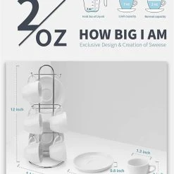 Deals ✨ Sweese Porcelain Espresso Cups with Saucers and Metal Stand 🔥 -Outlet Serve Gleam Store EspressoCupswithSaucers 2