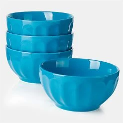 Best Pirce ✔️ Sweese Steel Blue Porcelain Fluted Bowls, Set of 4 🛒