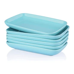 Best Sale 🔔 Sweese Rectangular Salad Plates, Set of 6 👏 -Outlet Serve Gleam Store RectangulardessertPlates 2