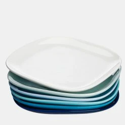 Promo ๐ Sweese Blue Assorted Square Porcelain Plates โค๏ธ