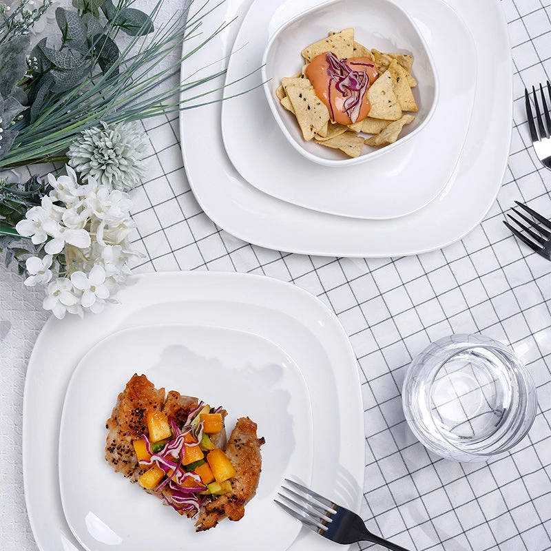 Best Sale ❤️ Sweese Square White Porcelain Plates 🎁 2 Best Sale ❤️ Sweese Square White Porcelain Plates 🎁 - Image 2