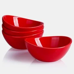 Outlet ❤️ Sweese Red Curved Porcelain Bowls 😍