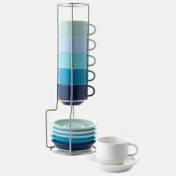 Flash Sale 😉 Sweese 2.5 Ounce Porcelain Espresso Cups with Rack 👏 -Outlet Serve Gleam Store coffee cup set with stand blue series 1024x1024 11a30793 3795 48c8 8e74 9864c734b65f