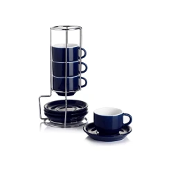 Best Sale 🌟 Sweese Stackable Coffee Cups with Saucers and Metal Stand ⭐ -Outlet Serve Gleam Store coffeecupswithsaucerandmetalstand 2