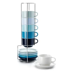 Best reviews of 🥰 Sweese Porcelain Stackable Coffee Cups with Saucers and Metal Stand 🛒 -Outlet Serve Gleam Store coffeecupswithsaucersandstand 1