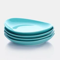 Outlet Serve Gleam Store 29 Flash Sale β€οΈ Sweese Turquoise Curved Porcelain Plates π§¨