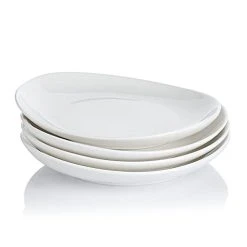 Deals ⌛ Sweese White Curved Porcelain Plates ⭐ -Outlet Serve Gleam Store dessertplatessetof4white