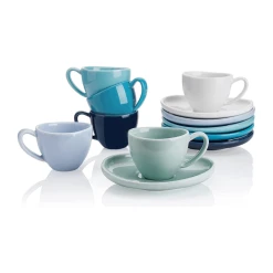 Best Pirce ❤️ Sweese Curved Porcelain Espresso Cups with Saucers 🧨