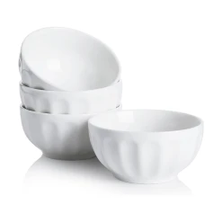 Discount 👍 Sweese White Fluted Porcelain Bowls, Set of 6 ⭐ -Outlet Serve Gleam Store flutedbolws