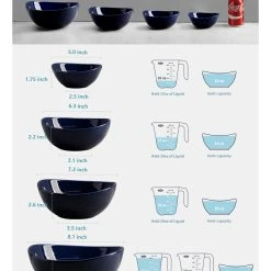 Budget 🎉 Sweese Navy Curved Porcelain Bowls ✔️ 12 Budget 🎉 Sweese Navy Curved Porcelain Bowls ✔️ -Outlet Serve Gleam Store nestingbowlssetnavy1