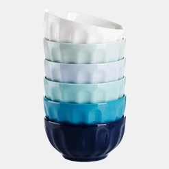 Discount ✔️ Sweese Blue Assorted Fluted Porcelain Bowls ❤️